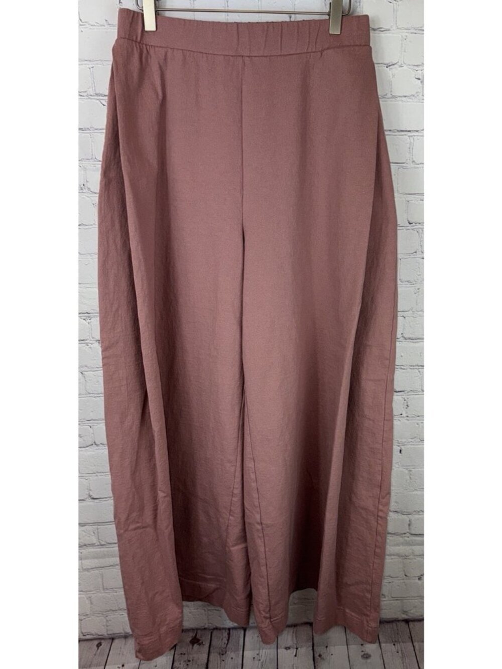 FREE PEOPLE BEACH Mauve Wide Leg Knit Lounge Pants Boho Fit Pockets Size Medium